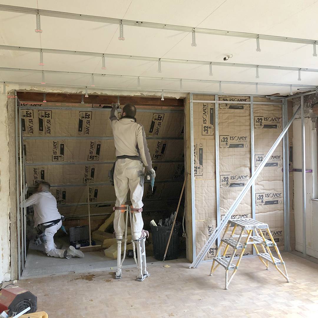 Pose d'un faux plafond en BA13 + pose d'une isolation laine de verre en 240 mm à Saverne proche de Strasbourg