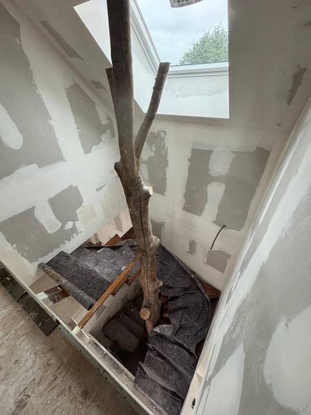 Travaux de plâtrerie sur-mesure pour escalier d’exception avec finitions haut de gamme à Kuttolsheim dans le Kochersberg